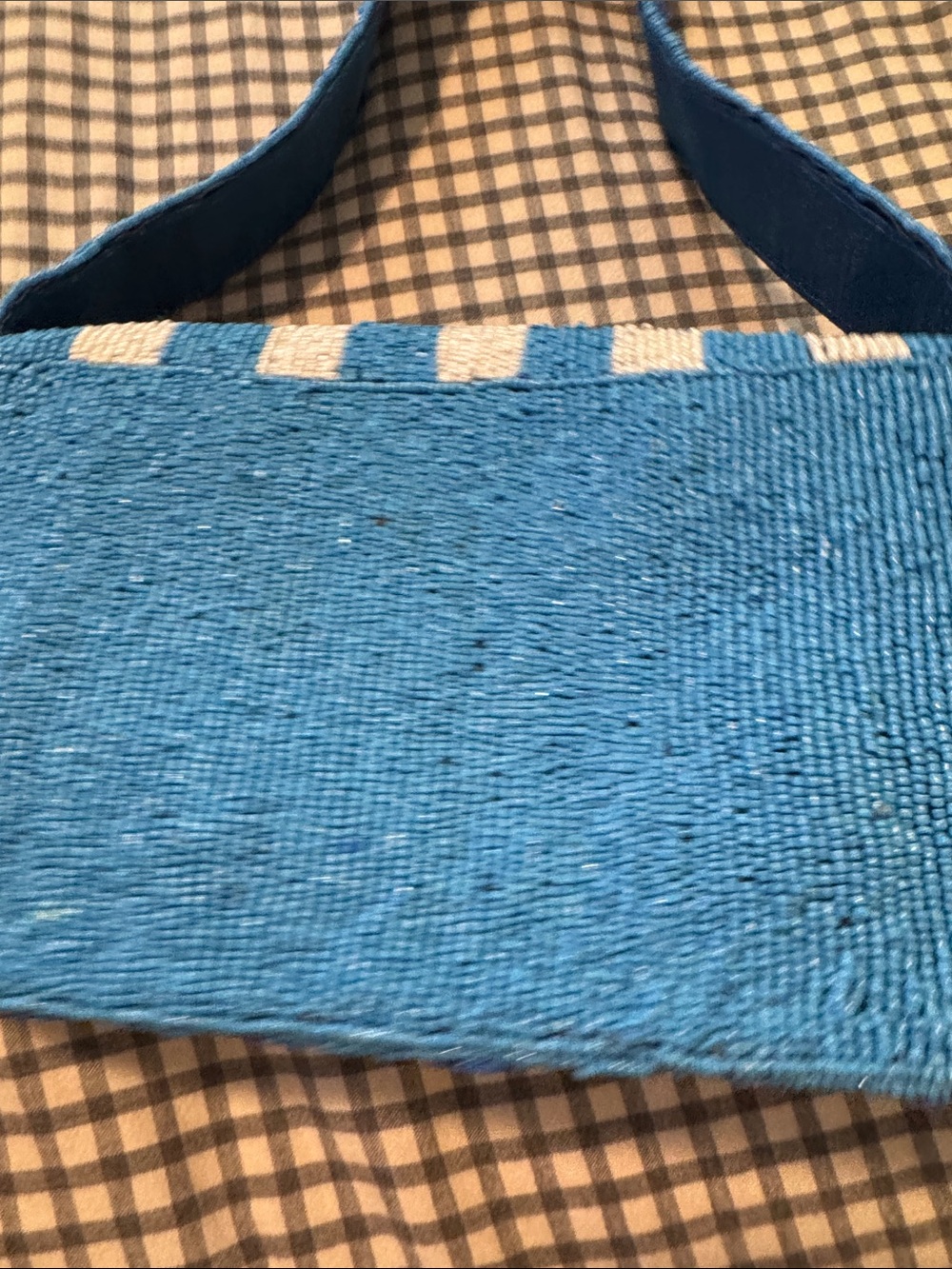 Blue Beaded Shoulder Bag with Red Lobster Motif - Picture 2 of 9